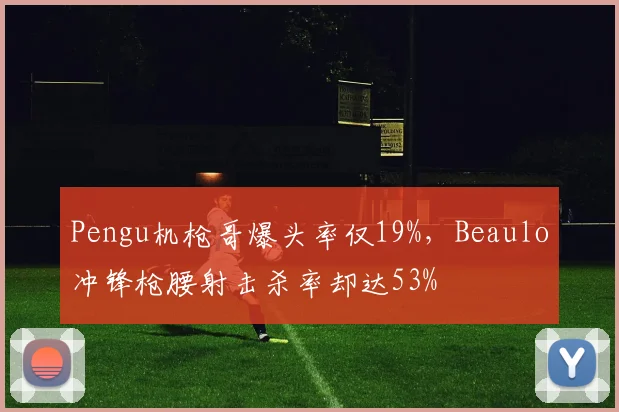 Pengu机枪哥爆头率仅19%，Beaulo冲锋枪腰射击杀率却达53%